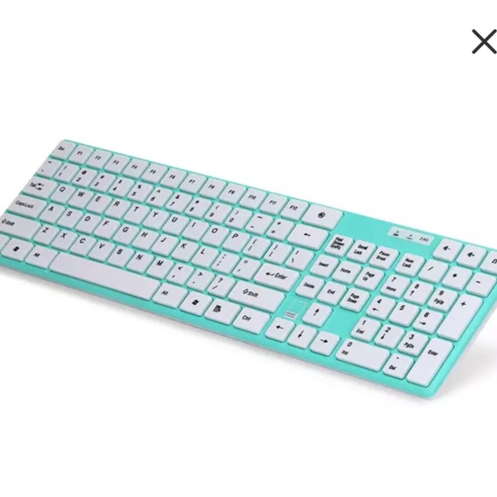 NEW Pantone Wireless Mouse & Keyboard Combo Set 2.4GHz Full Size Emerald Lake